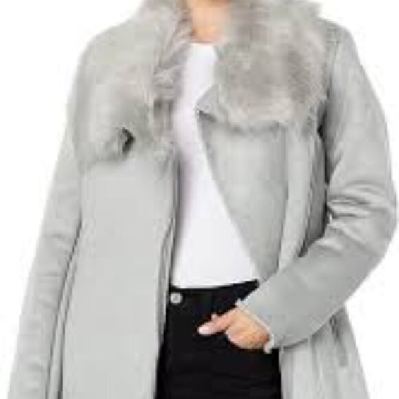 NWT Calvin Klein Asymmetrical Faux Shearling Grey LG (US 12-14) - Picture 12 of 12